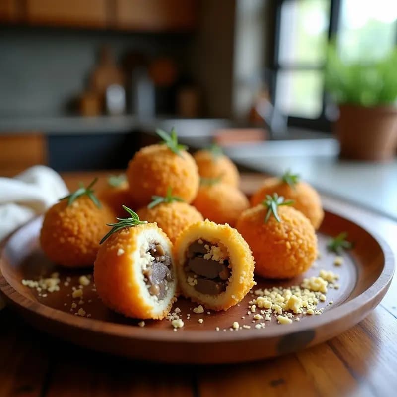 Arancini de Arroz Salvaje y Champiñones: Receta Italiana Crujiente en Airfryer