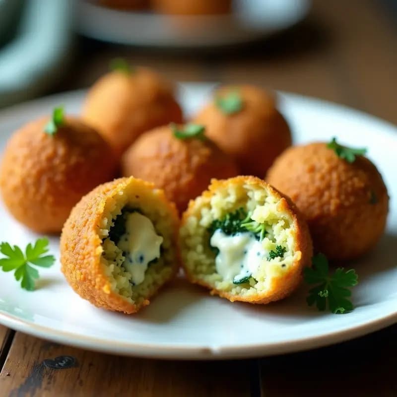 Arancinis de Brócoli y Queso Azul: Croquetas Italianas Sin Harina para Aperitivo