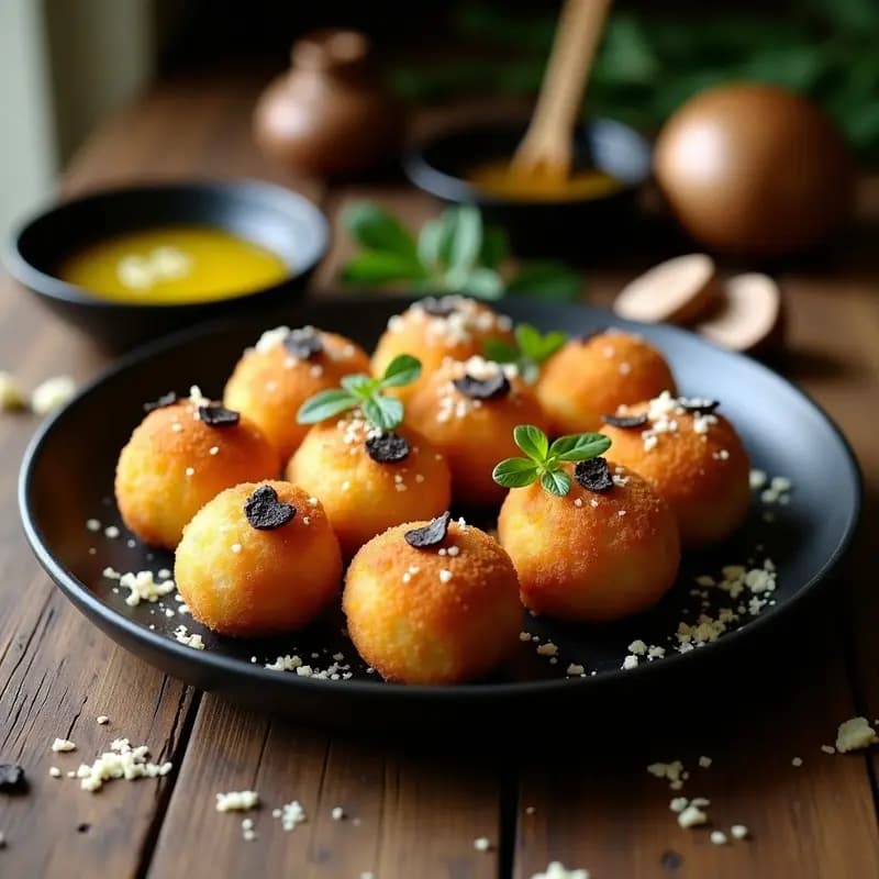 Arancini de Champiñones y Trufa Negra: Receta Italiana Gourmet en Olla Express