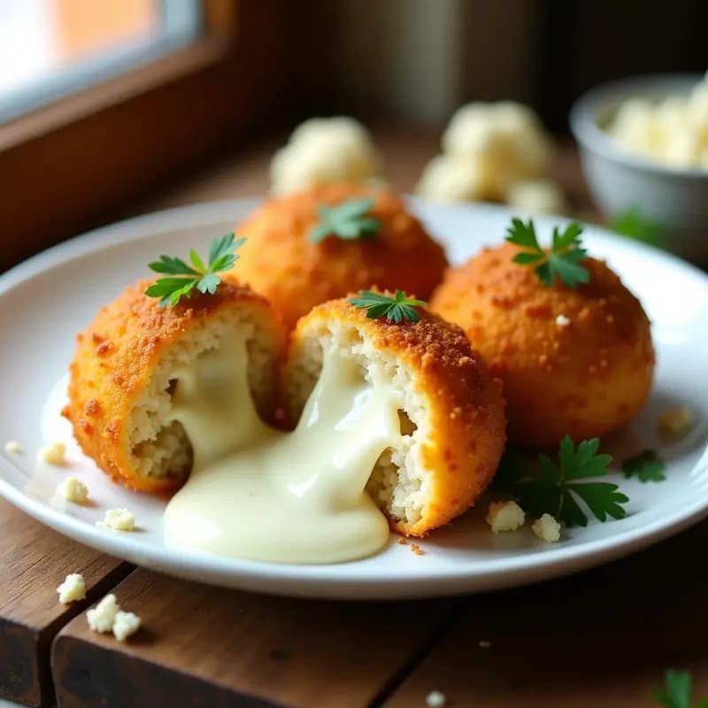 Arancini de Arroz de Coliflor y Queso Gorgonzola: Receta Italiana Keto y Crujiente