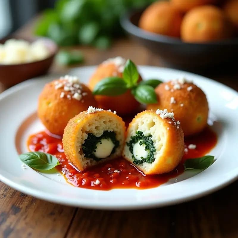 Arancini de Espinacas y Mozzarella con Salsa de Tomate Seco: Receta Italiana en Airfryer