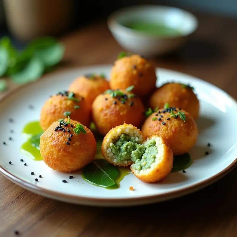 Arancini de Risotto de Espinacas y Queso de Anacardos: Croquetas Italianas Veganas