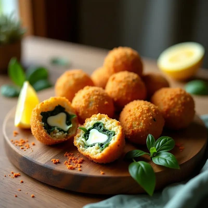 Arancini de Espinacas y Queso Vegano: Receta Italiana Crujiente en Airfryer