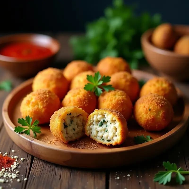 Arancini de Hongos Portobello y Queso Vegano: Croquetas Italianas al Horno