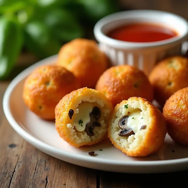 Arancini de Hongos y Queso Gorgonzola: Bocaditos Italianos Crujientes y Cremosos