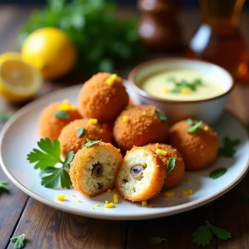 Arancini de Hongos Shiitake y Azafrán: Receta Italiana Crujiente en Airfryer