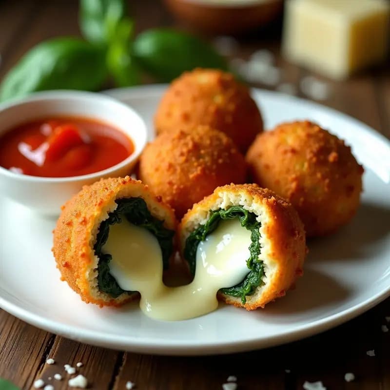 Arancini Italianos de Espinacas y Queso Mozzarella: Aperitivo en Airfryer