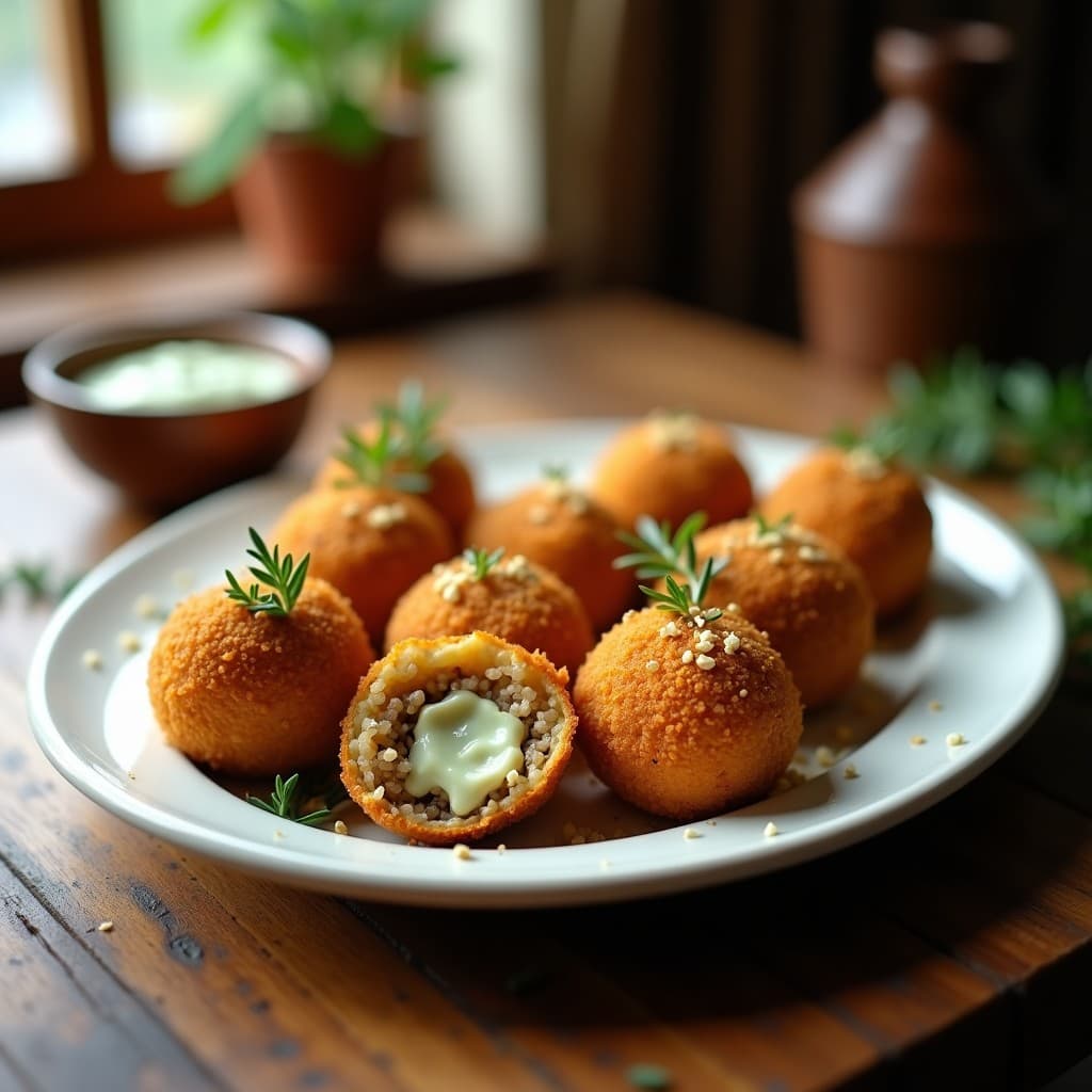 Arancini de Quinoa y Champiñones Portobello: Receta Italiana en Airfryer Sin Lactosa