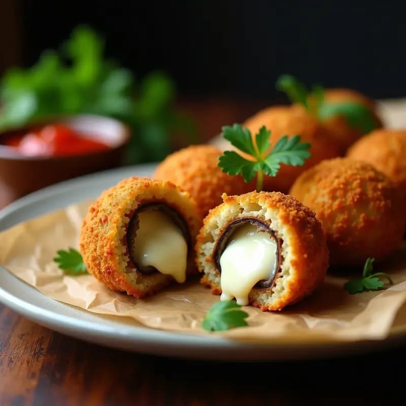 Arancini de Quinoa y Champiñones: Receta Italiana Sin Gluten con Centro Cremoso de Mozzarella Vegana