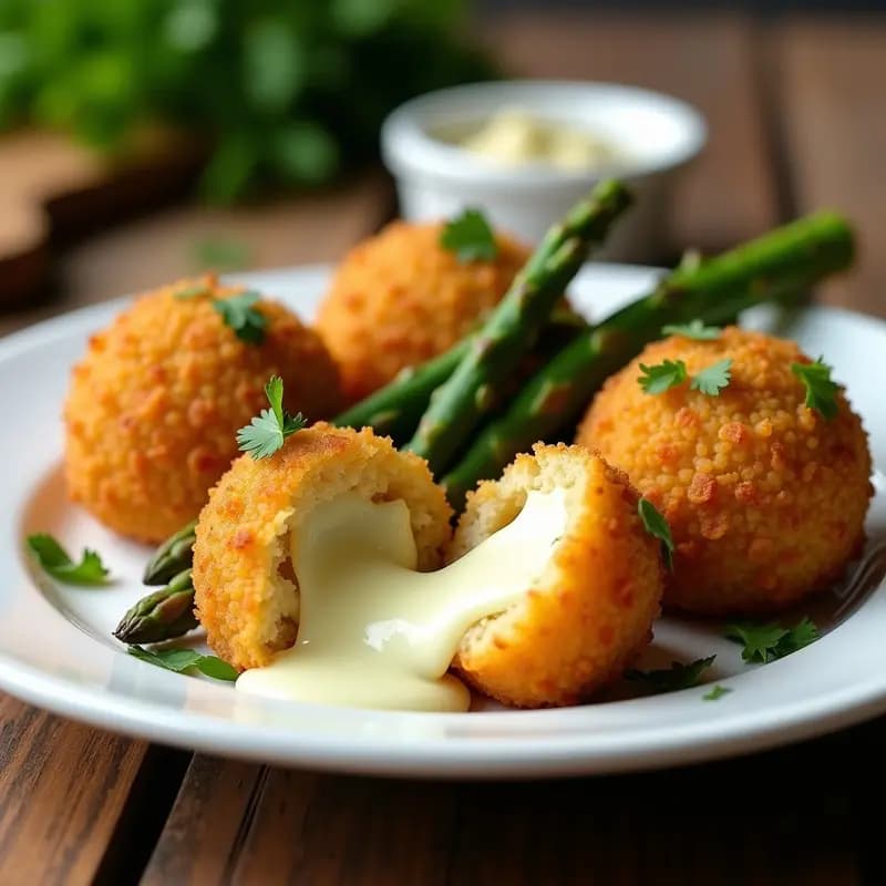 Arancini de Quinoa y Espárragos con Centro Líquido de Gorgonzola: Receta Italiana Sin Gluten