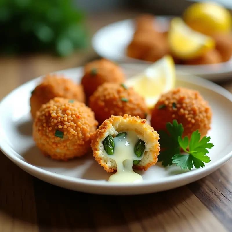 Arancini de Quinoa y Espárragos con Corazón de Mozzarella: Snack Italiano Sin Gluten