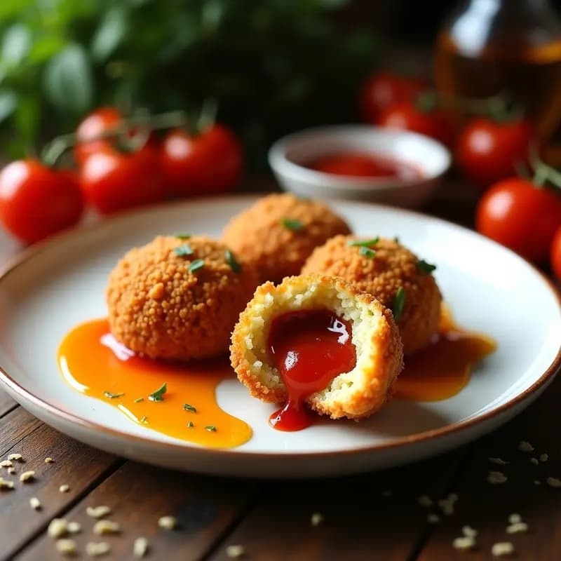 Arancini de Quinoa y Espinacas con Centro Líquido de Tomate: Receta Italiana Sin Lácteos