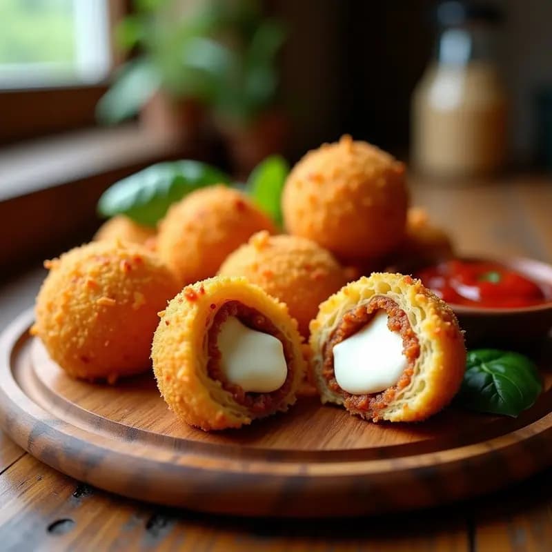Arancini de Ragu de Carne y Queso Mozzarella: Bocado Italiano Crujiente en Airfryer