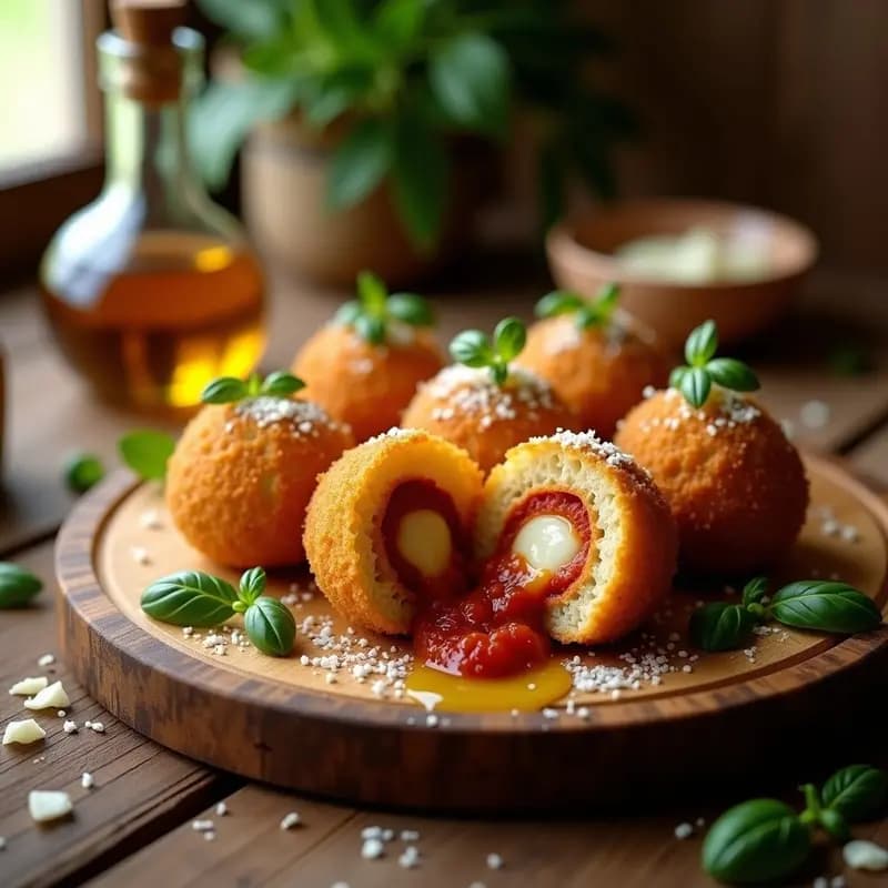 Arancini Sicilianos con Relleno de Ragú y Mozzarella: Receta Italiana para Fiestas