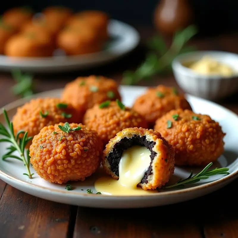 Arancini de RISO Nero con Queso Gorgonzola: Receta Siciliana Crujiente en Airfryer