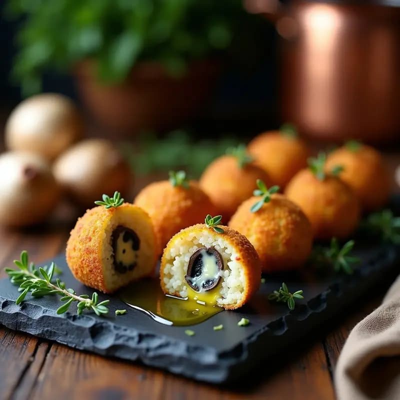 Arancini de Risotto de Champiñones y Queso Azul: Croquetas Italianas para Tupper