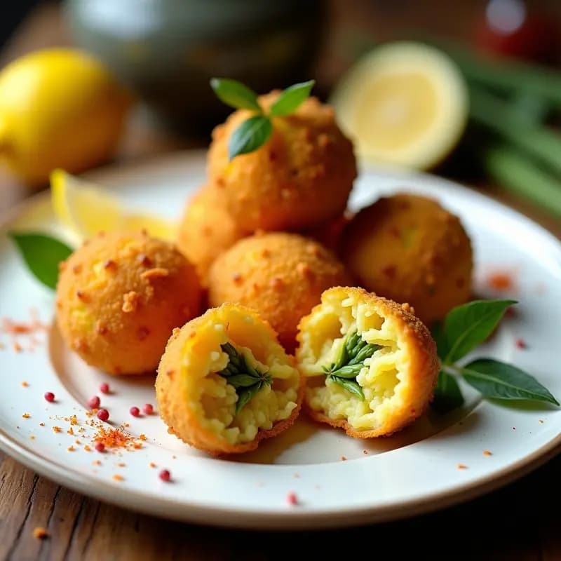 Arancini de Risotto de Espárragos y Azafrán: Bocados Italianos en Airfryer Sin Lactosa
