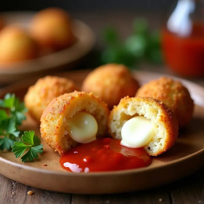 Arancini de Risotto de Hongos y Queso Mozzarella: Receta Italiana Frita y Crujiente