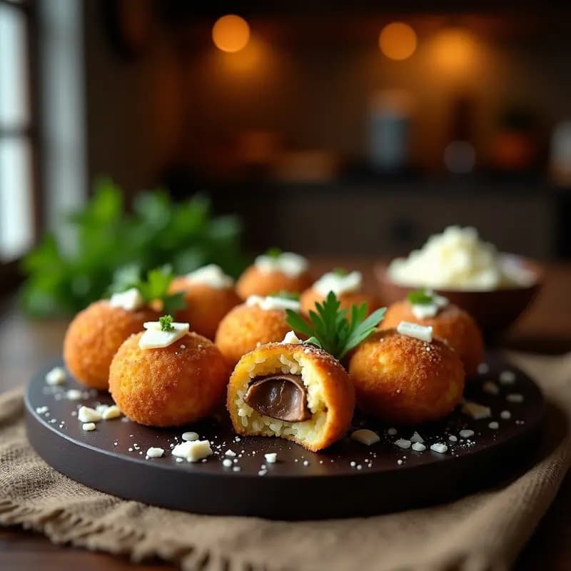 Arancini de Risotto de Hongos Porcini: Bocados Italianos Crujientes en Airfryer
