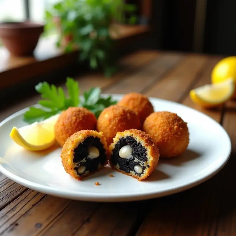 Arancini de Risotto Negro con Calamares: Receta Italiana Crujiente en Airfryer