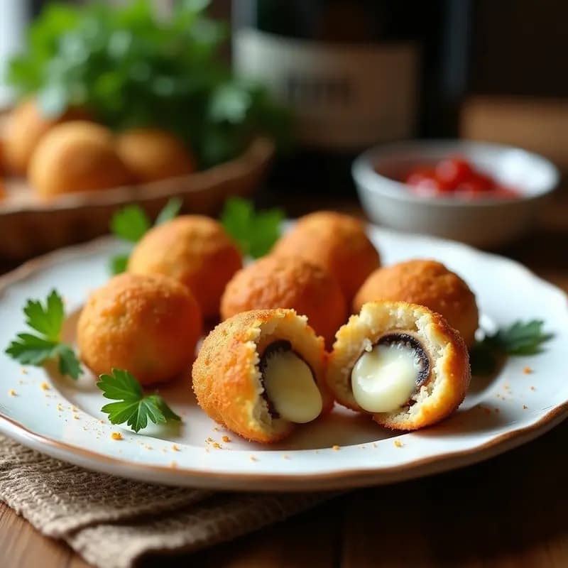 Arancinis de Champiñones y Queso Mozzarella: Receta Siciliana Crujiente en Airfryer