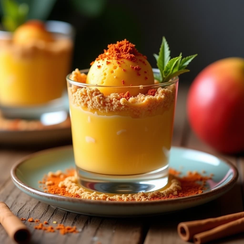 Arena de Helado de Mango y Chile con Leche Condensada Vegana: Postre Mexicano Viral