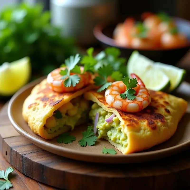 Arepa Venezolana Rellena de Aguacate y camarones: Receta Rápida y Alta en Proteína