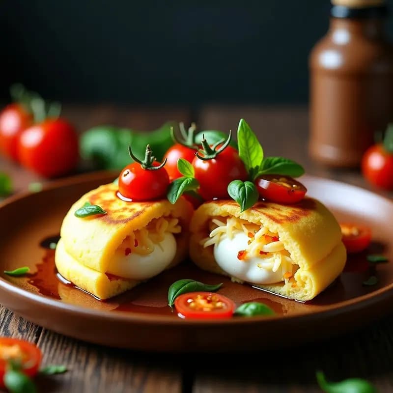 Arepa de Maíz Tierno Rellena de Queso de Burrata y Tomate Confitado: Fusión Italiano-Venezolana