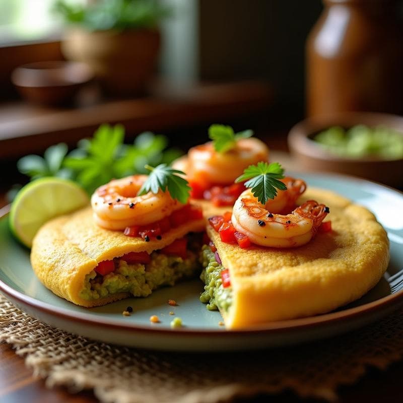 Arepa de Chía Rellena de Guacamole y Camarones: Receta Venezolana Sin Harina en Airfryer