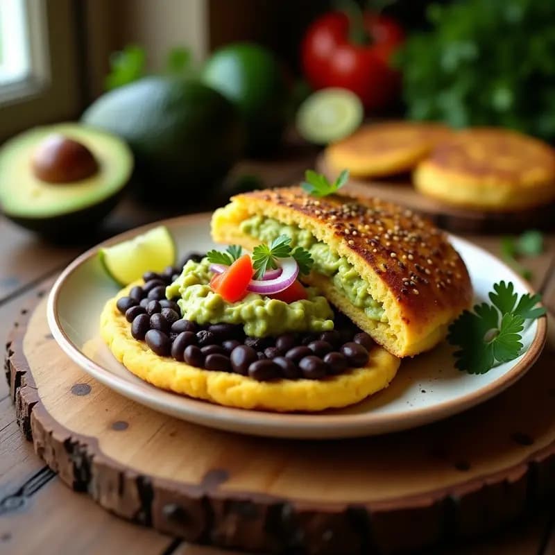 Arepa de Chía y Maíz con Relleno de Guacamole y Frijoles: Receta Colombiana Sin Gluten