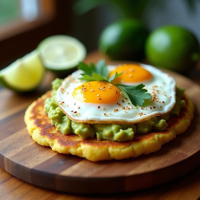 Arepa de Chía y Maíz con Relleno de Guacamole y Huevo: Desayuno Colombiano Keto