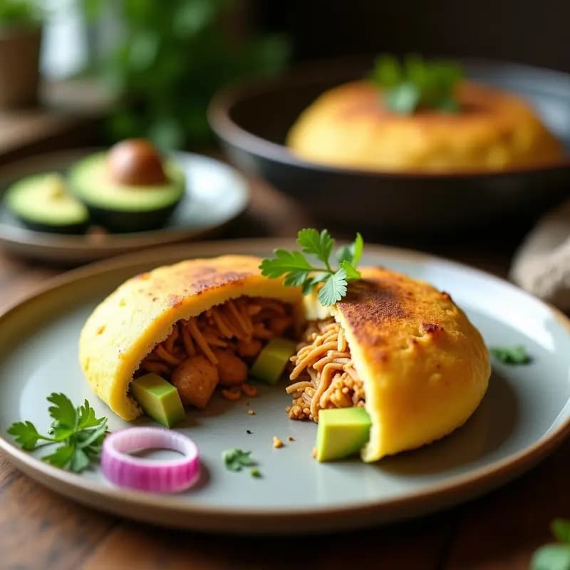 Arepa de Chía y Maíz con Relleno de Pollo Desmenuzado y Aguacate: Receta Colombiana Keto