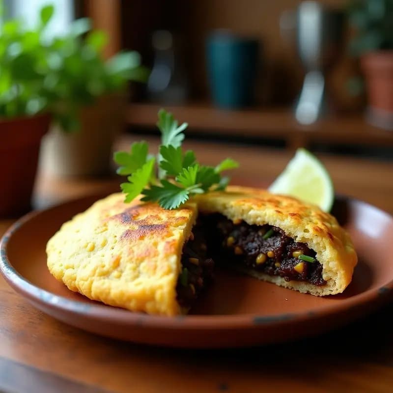 Arepa de Chía y Queso Vegano con Relleno de Huitlacoche: Receta Colombiana Gourmet