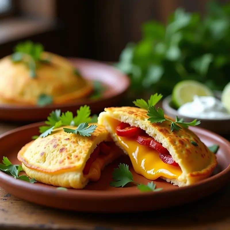 Arepa de Choclo con Relleno de Queso de Cabra y Pimientos Asados: Desayuno Colombiano Sin Gluten