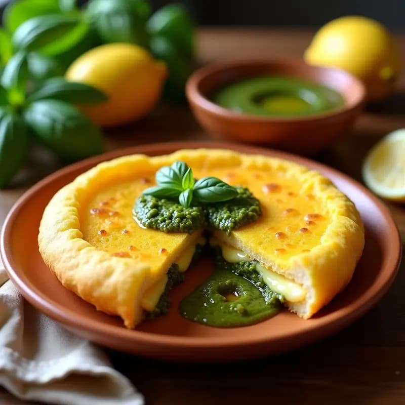 Arepa de Choclo con Queso Farmer y Pesto de Albahaca: Desayuno Colombiano Sin Horno
