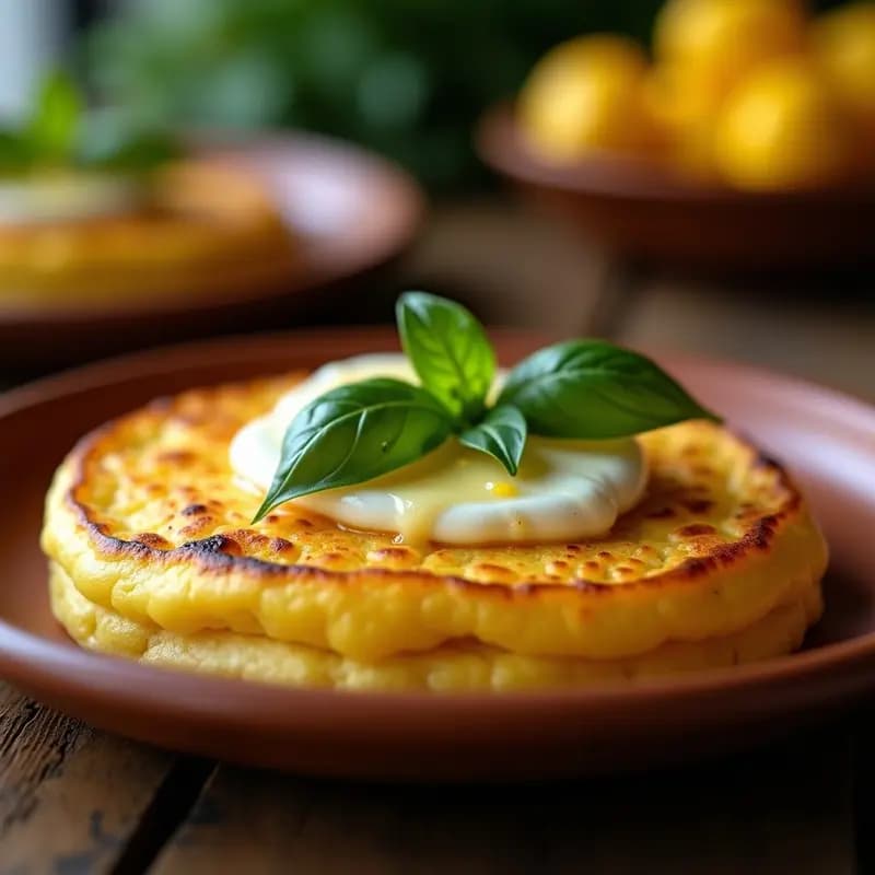 Arepa de Choclo y Queso Mozzarella con Hojitas de Albahaca: Receta Venezolana al Momento