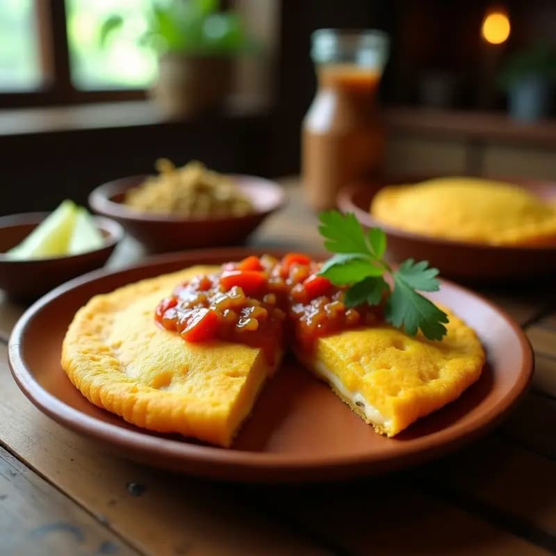 Arepa de Choclo y Queso Quesillo con Hogao: Desayuno Colombiano-Venezolano en Sartén