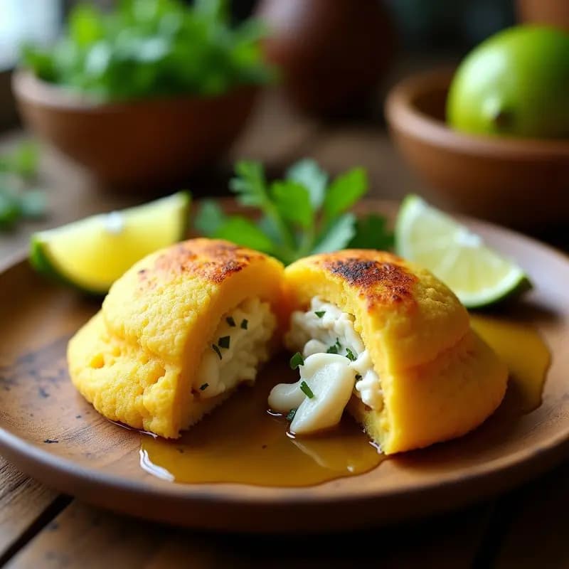 Arepa de Choclo Rellena de Pescado Blanco: Receta venezolana dulce-salada