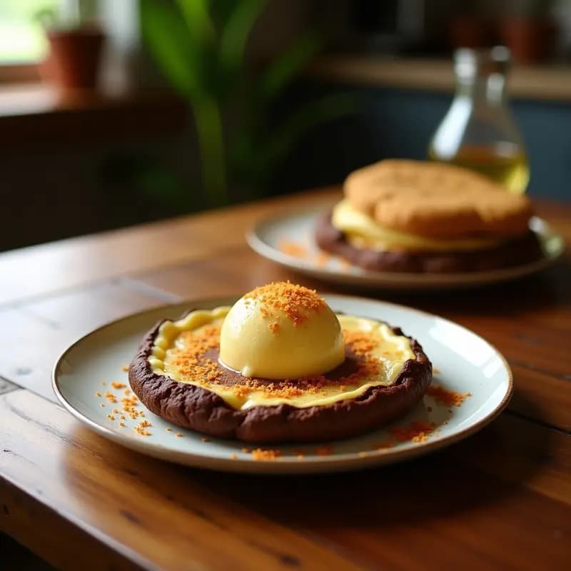 Arepa de Chocolate y Queso con Helado de Guayaba: Postre Venezolano Fusion Gourmet