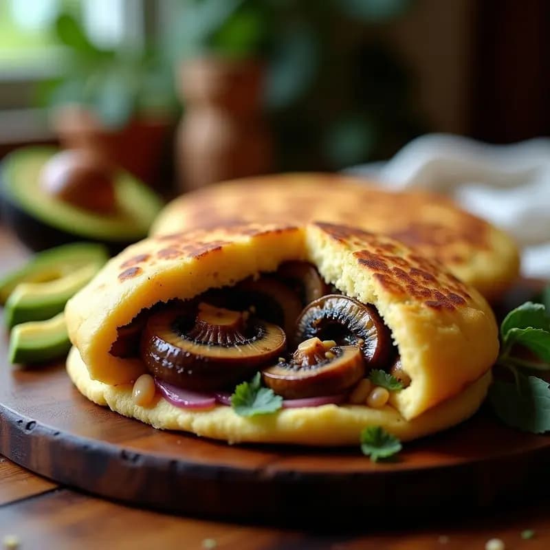 Arepa Colombiana de Ñame Rellena de Hongo Portobello: Receta Sin Gluten y Alta en Fibra