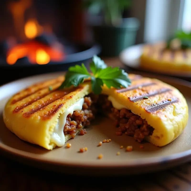 Arepa Colombiana Rellena de Queso y Chicharrón: Receta en Parrilla con Masa de Maíz