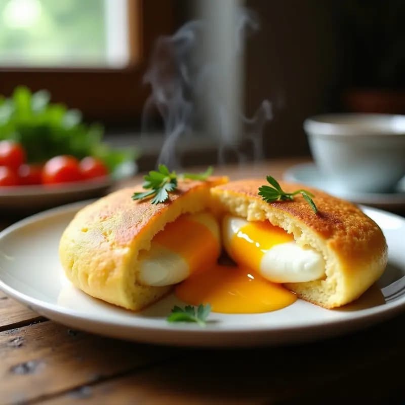 Arepa Colombiana Rellena de Queso y Huevo: Desayuno Energético en 20 Minutos