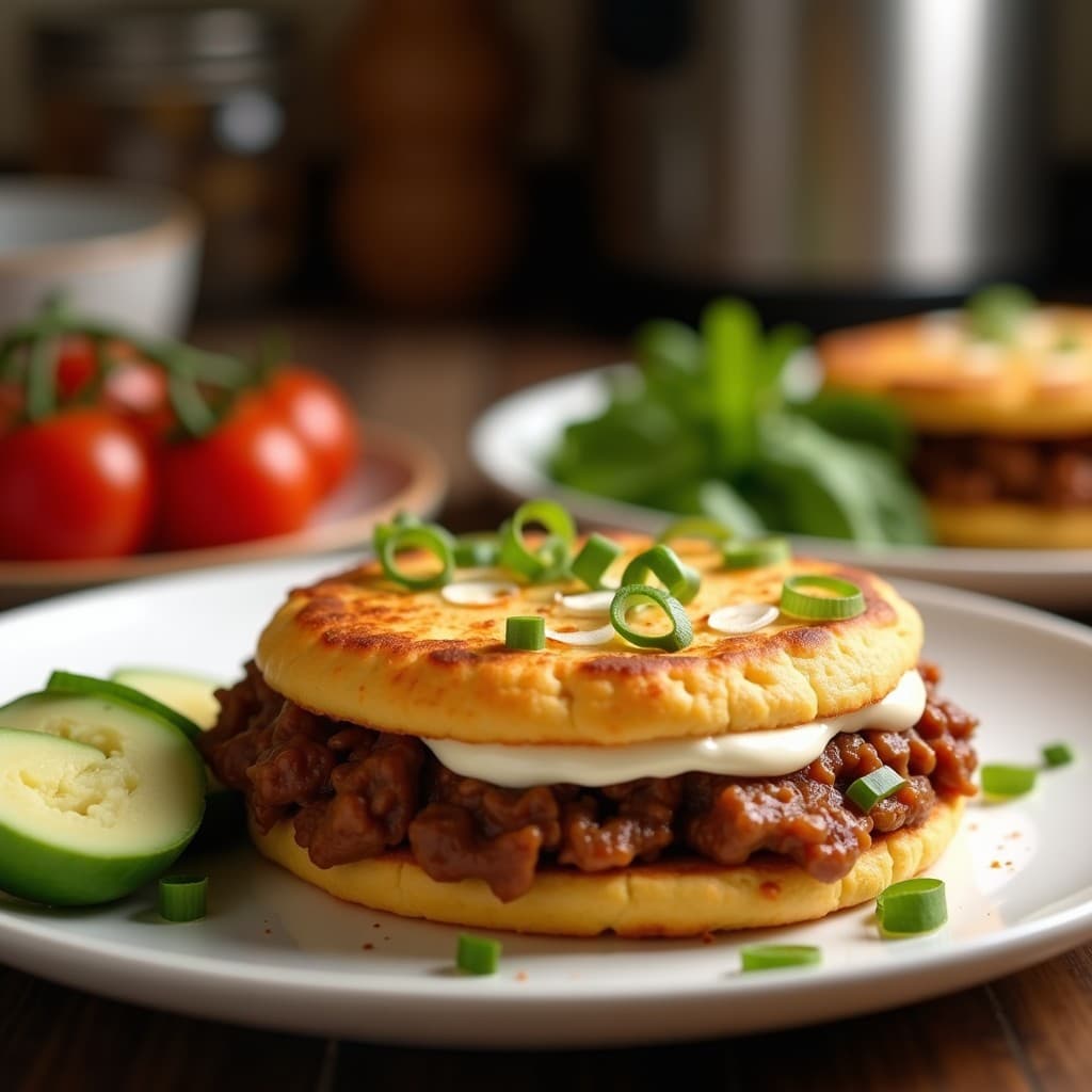 Arepa Rellena de Desmenuzado de Res y Queso Blanco: Receta Venezolana Tradicional en Airfryer