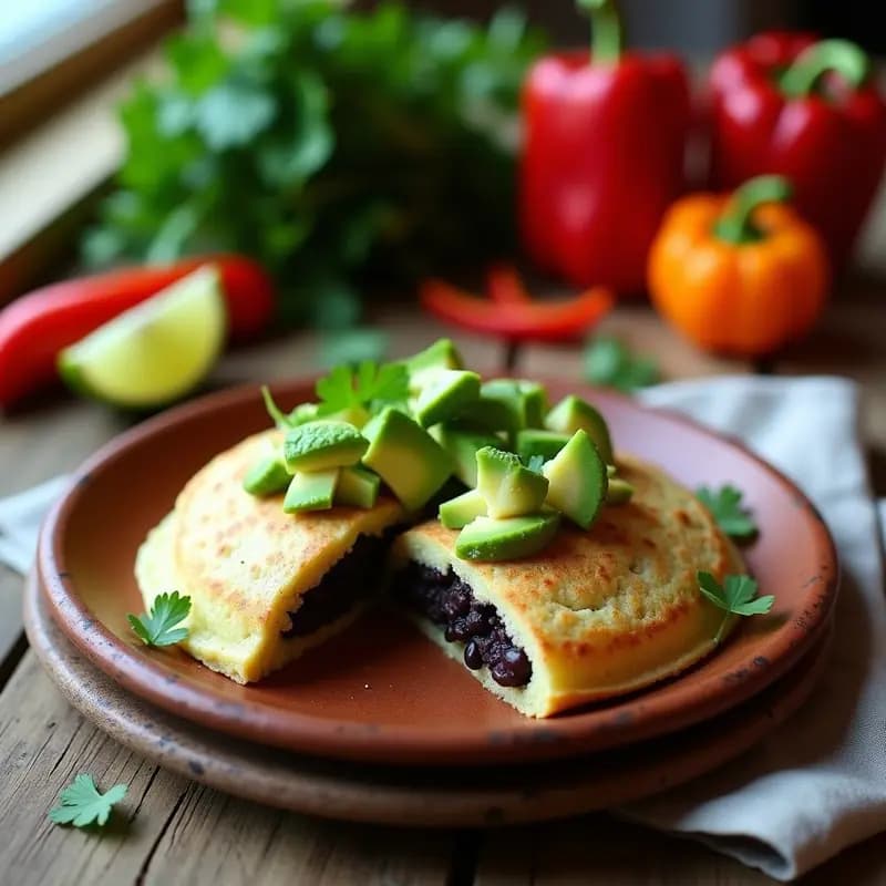 Arepa Dominica de Maíz Azul con Relleno de Frioles y Aguacate: Receta Vegana y Sin Gluten