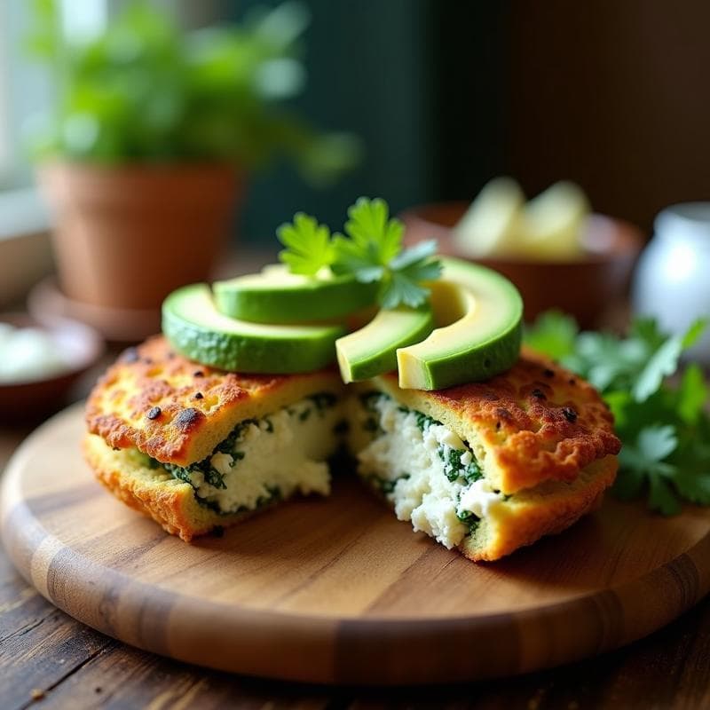 Arepa de Espinacas y Queso Feta con Aguacate: Receta en Airfryer Vegana Adaptada