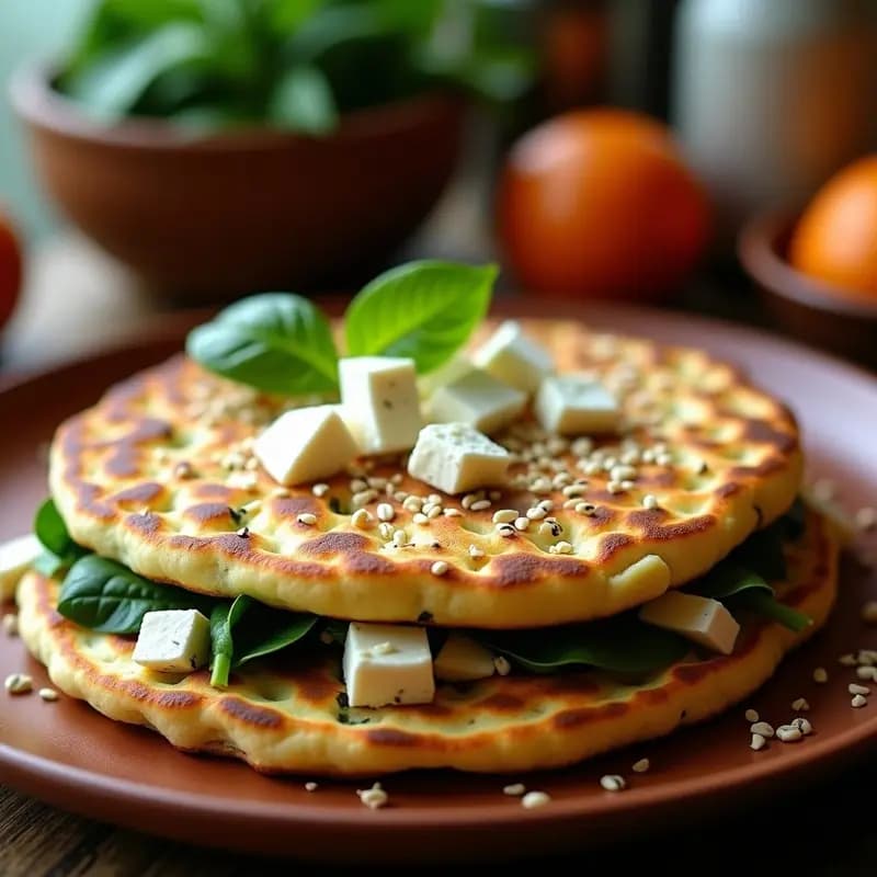 Arepa de Espinacas y Queso Feta: Desayuno Colombiano-Venezolano con Toque Griego
