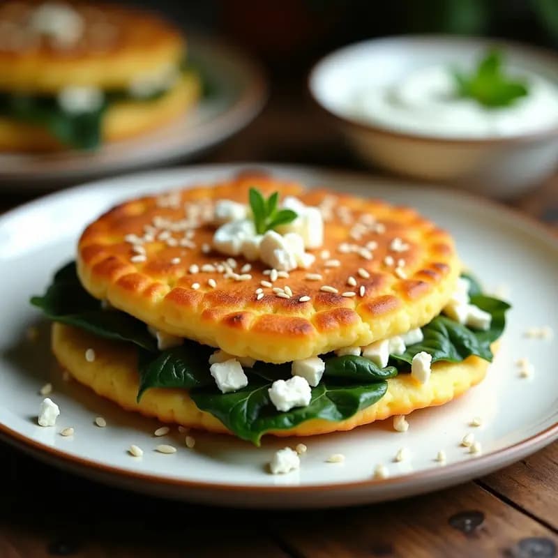 Arepa de Garbanzo y Espinaca con Queso Feta: Receta Venezolana Sin Gluten en Airfryer