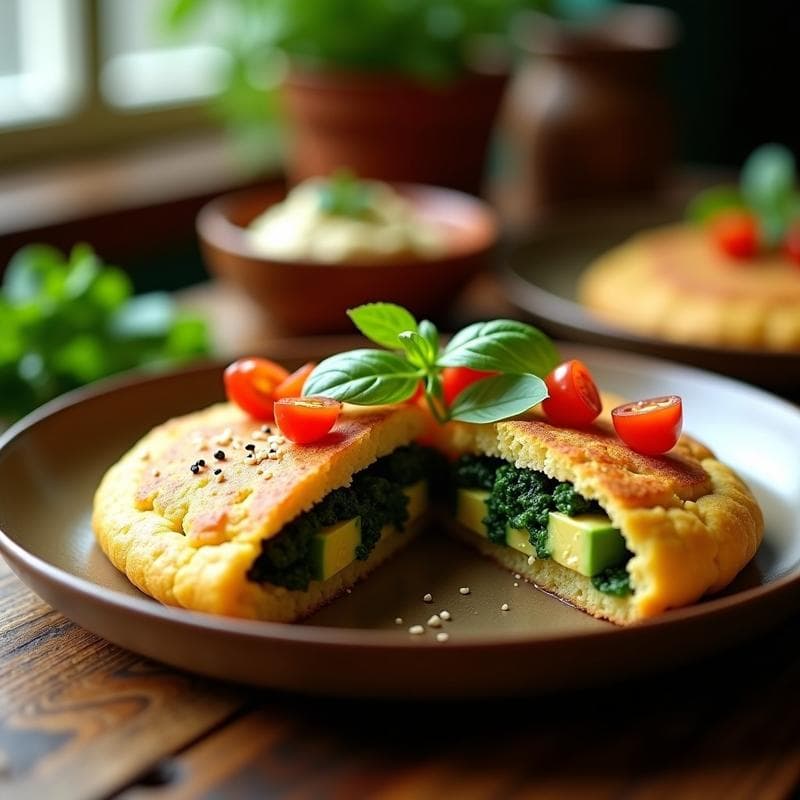 Arepa de Garbanzo y Espinacas: Receta Venezolana Vegana en Sartén Antiadherente