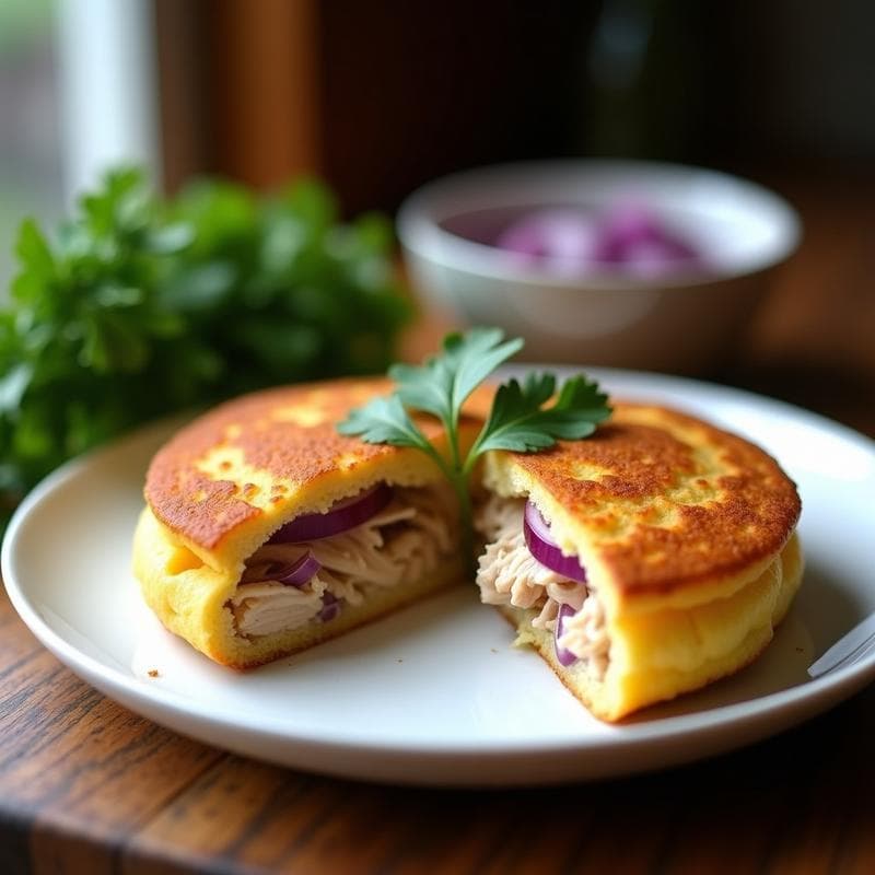 Arepa de Harina de Almendra Rellena de Pollo Desmenuzado: Receta Keto en Airfryer Sin Gluten