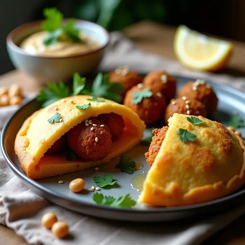 Arepa de harina de Garbanzo rellena de Falafel: Receta Fusión Colombiana-Libanesa